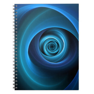 3D Spiral Blue Colors Modern Abstract Fractal Art Notebook