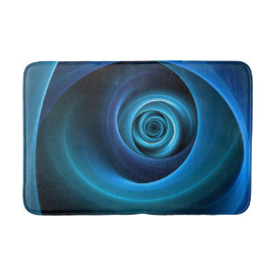 3D Spiral Blue Colours Modern Abstract Fractal Art Bath Mat