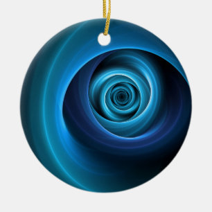 3D Spiral Blue Colours Modern Abstract Fractal Art Ceramic Tree Decoration