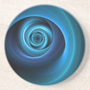 3D Spiral Blue Colours Modern Abstract Fractal Art Coaster