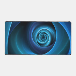 3D Spiral Blue Colours Modern Abstract Fractal Art Desk Mat