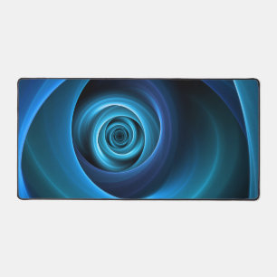 3D Spiral Blue Colours Modern Abstract Fractal Art Desk Mat