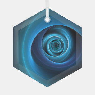 3D Spiral Blue Colours Modern Abstract Fractal Art Glass Tree Decoration