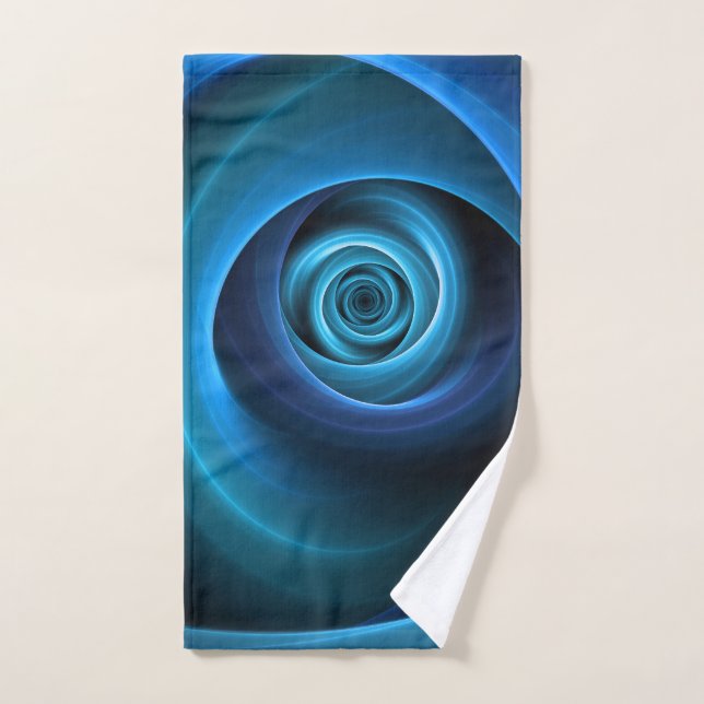 3D Spiral Blue Colours Modern Abstract Fractal Art Hand Towel (Hand Towel)