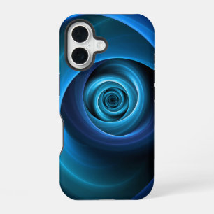 3D Spiral Blue Colours Modern Abstract Fractal Art iPhone 16 Case