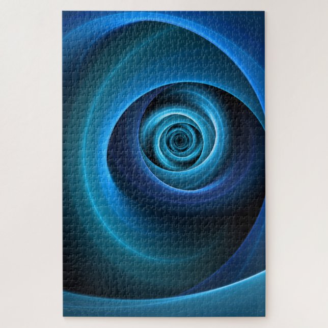 3D Spiral Blue Colours Modern Abstract Fractal Art Jigsaw Puzzle (Vertical)