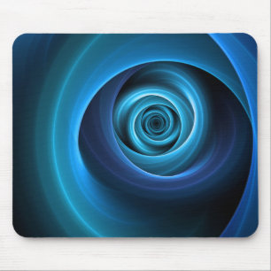3D Spiral Blue Colours Modern Abstract Fractal Art Mouse Mat