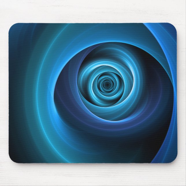3D Spiral Blue Colours Modern Abstract Fractal Art Mouse Mat (Front)