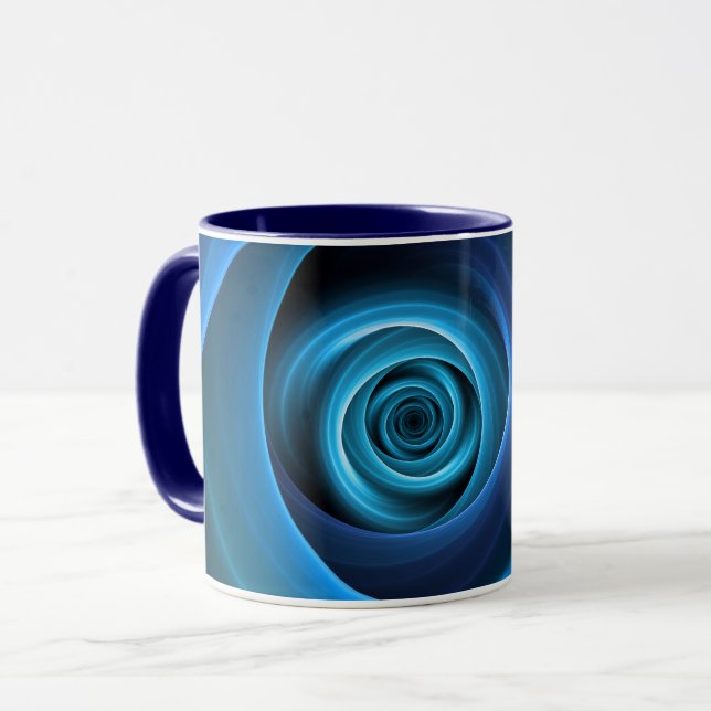 3D Spiral Blue Colours Modern Abstract Fractal Art Mug (Front Left)