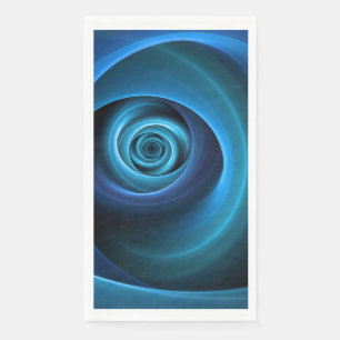 3D Spiral Blue Colours Modern Abstract Fractal Art Napkin