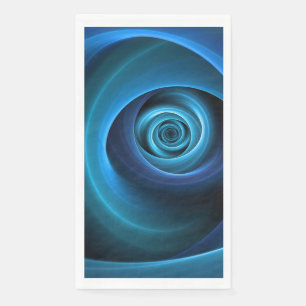 3D Spiral Blue Colours Modern Abstract Fractal Art Napkin