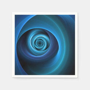 3D Spiral Blue Colours Modern Abstract Fractal Art Napkin