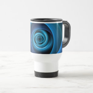 3D Spiral Blue Colours Modern Abstract Fractal Art Travel Mug
