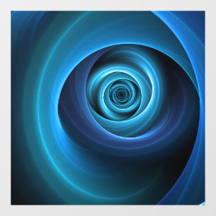 3D Spiral Blue Colours Modern Abstract Fractal Art Window Cling