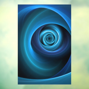 3D Spiral Blue Colours Modern Abstract Fractal Art Window Cling