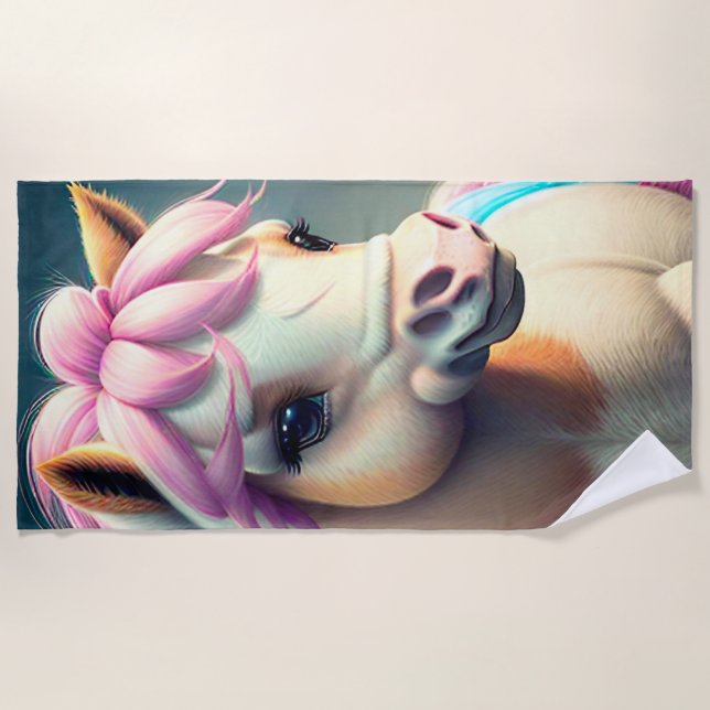 3D Spirit Pony 1 Beach Towel (Front)