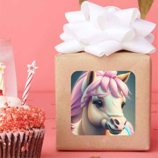 3D Spirit Pony 1 Square Sticker (Party)