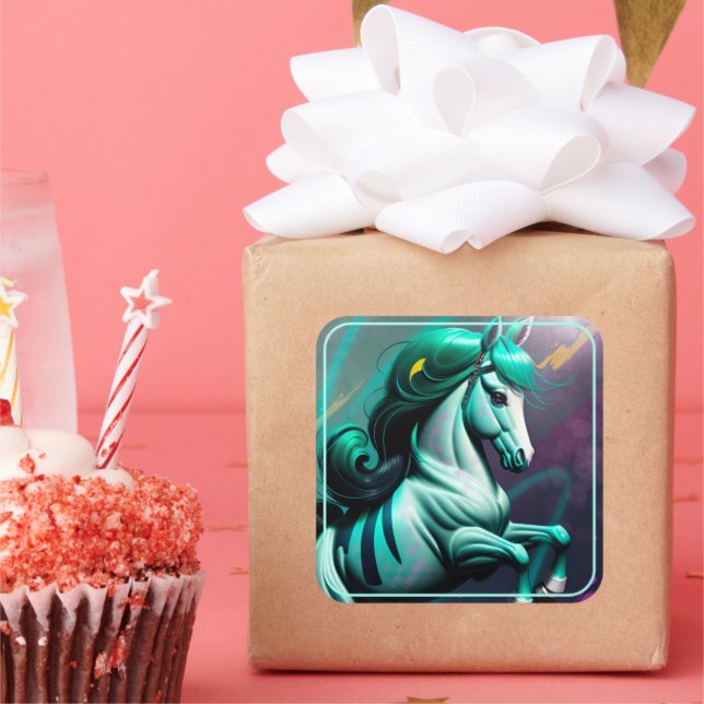 3D Spirit Pony 24 Square Sticker (Party)