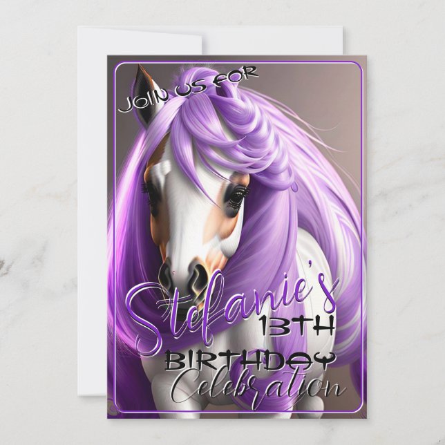 3D Spirit Pony 38 Birthday Invitation (Front)