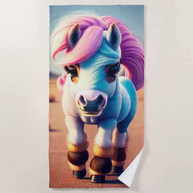3D Spirit Pony 4 Beach Towel (Front)