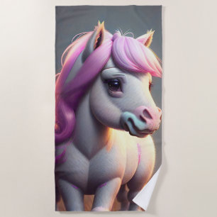 3D Spirit Pony 5 Beach Towel