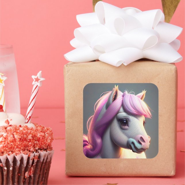 3D Spirit Pony 5 Square Sticker (Party)