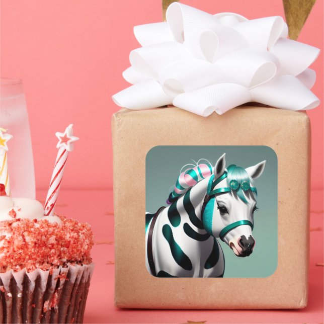 3D Spirit Pony 7 Square Sticker (Party)