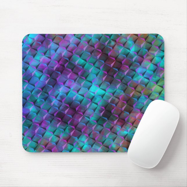 3D squares stained blue lilac to pink or triangles Mouse Mat (With Mouse)