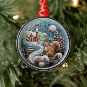 3D Squirrel Woodland Chirstmas Animal Metal Tree Decoration