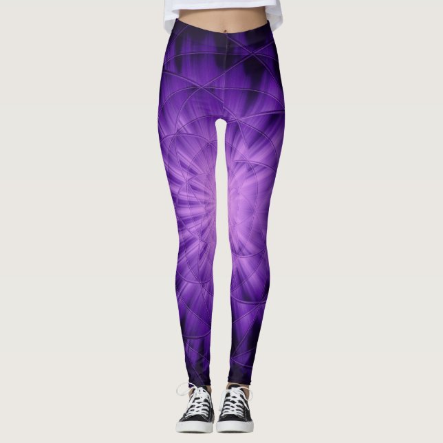 3D star light, violet  Shower Curtain Wash Cloth K Leggings (Front)