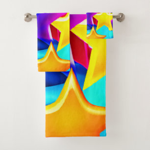 3D Starry Rainbow Pattern Bath Towel Set