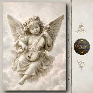 3D Stone Angel Playing Violin Sculpture Tissue Paper