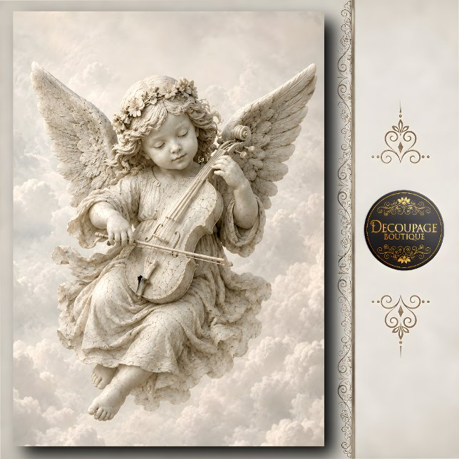 3D Stone Angel Playing Violin Sculpture Tissue Paper (3D Stone Angel Playing Violin Sculpture Tissue Paper)