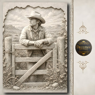 3D Stone Cowboy Ranch Gate Sculpture Tissue Paper
