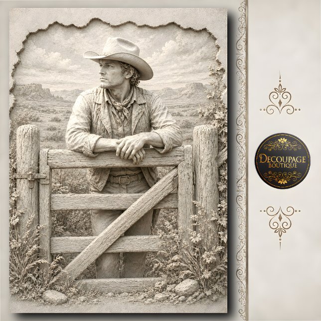 3D Stone Cowboy Ranch Gate Sculpture Tissue Paper (3D Stone Cowboy Ranch Gate Sculpture Tissue Paper)
