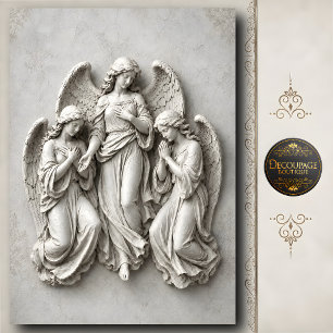 3D Stone Praying Angel Wall Sculpture Tissue Paper