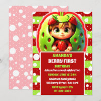 3D Strawberry Berry First Birthday Party