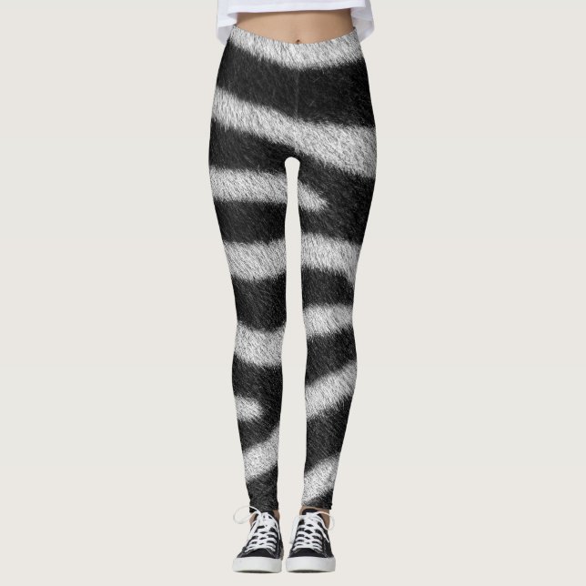 3d Stunning Animal pattern in Zebra skin design  Leggings (Front)