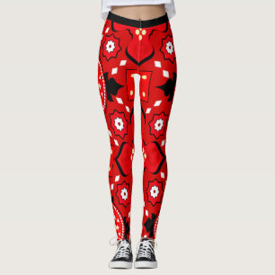 3d Stunning Tribal pattern in Amazing Red colour Leggings