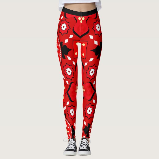 3d Stunning Tribal pattern in Amazing Red colour  Leggings (Front)