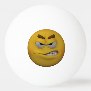 3D Style Angry Emoticon Ping Pong Ball