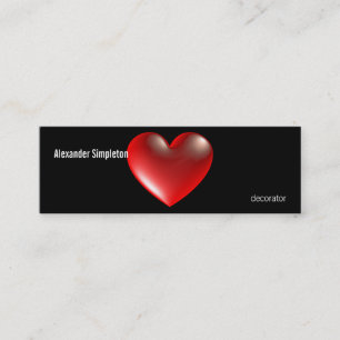 3D Style Heart Symbol Red Mini Business Card