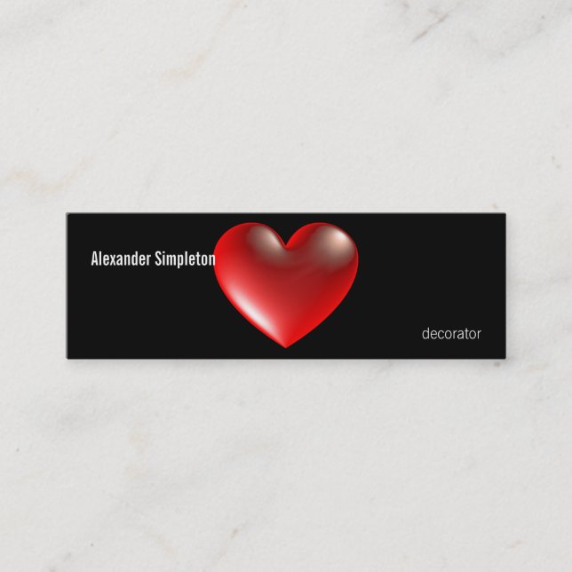 3D Style Heart Symbol Red Mini Business Card (Front)