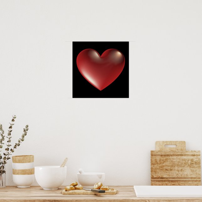 3D Style Heart Symbol Red Poster (Kitchen)
