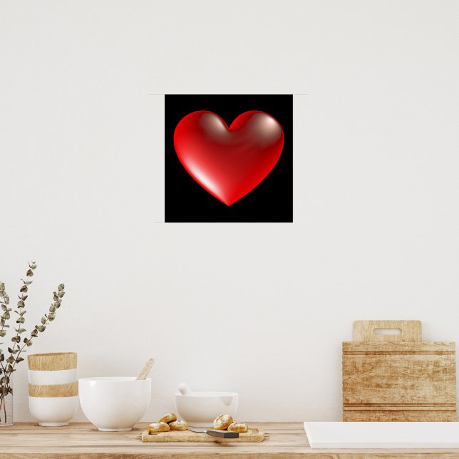 3D Style Heart Symbol Red Poster (Kitchen)