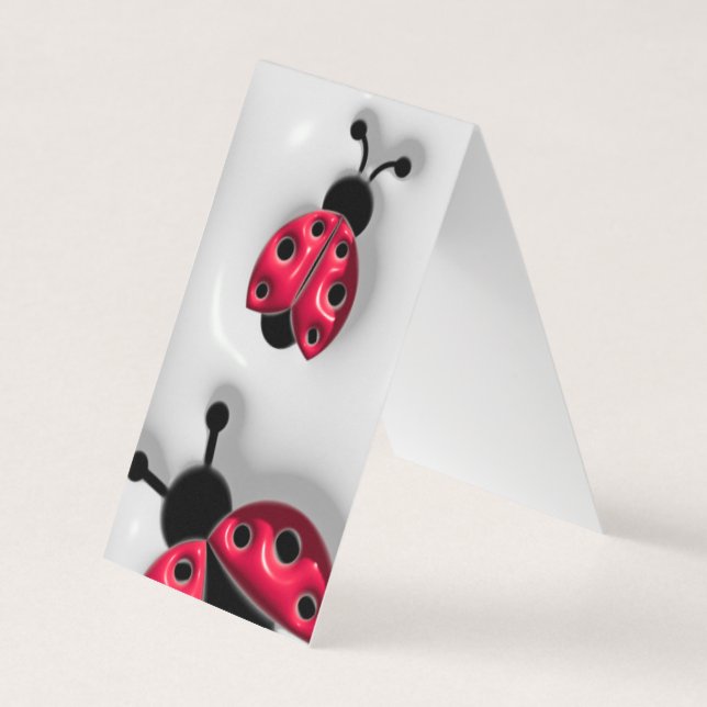 3D Style Ladybugs Bookmark Folded Business Card (Front)
