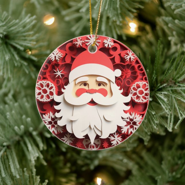 3D Style Santa Clause Christmas Holiday Ceramic Tree Decoration (Tree)