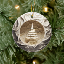 3D Style Winter Tree Christmas Holiday