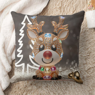 3D Stylised Rudolph Throw Pillow Festive Reindeer