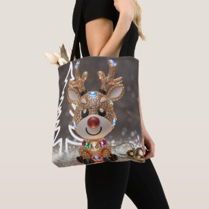 3D Stylised Rudolph Tote Bag Christmas Reindeer 
